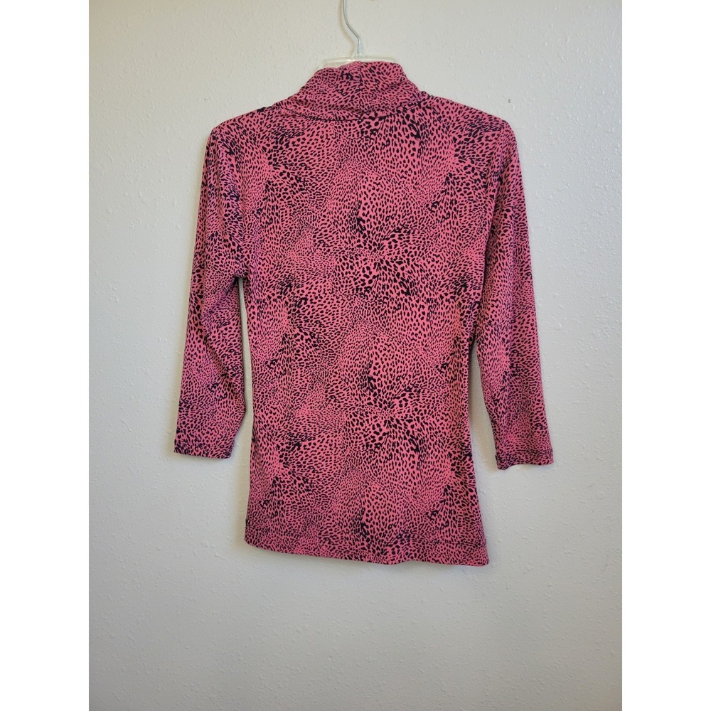 Chaus New York Women's Pink & Black Animal Print Blouse Career Top Sz M‎ - Picture 2 of 7